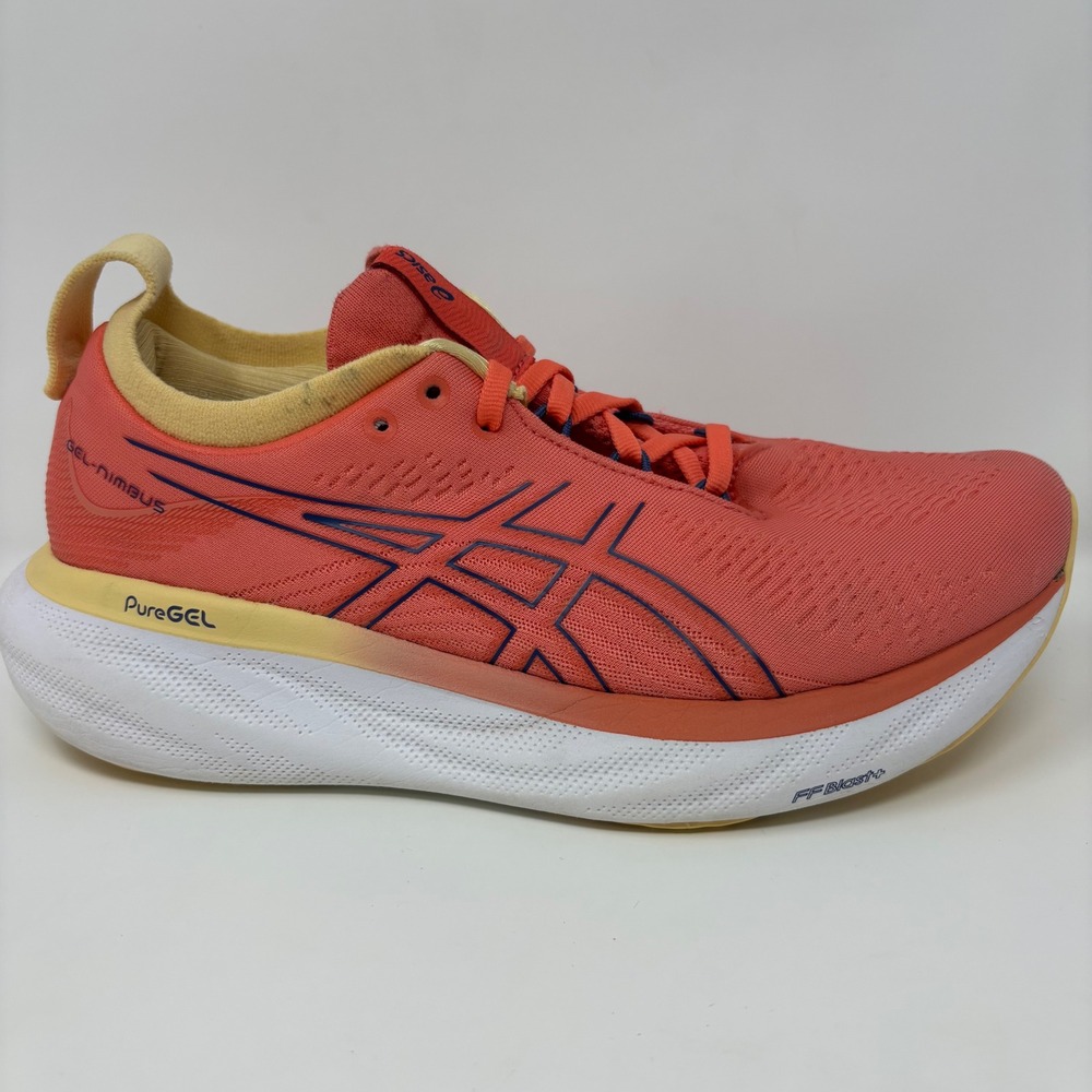 ASICS GEL-Nimbus 25 Womens Size 9 Orange White Athletic Running Shoes (1012B356)